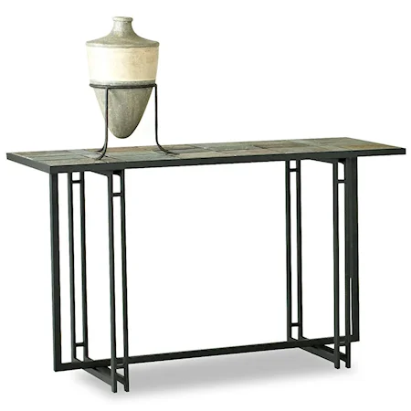 Metal Sofa Table with Slate Style Top